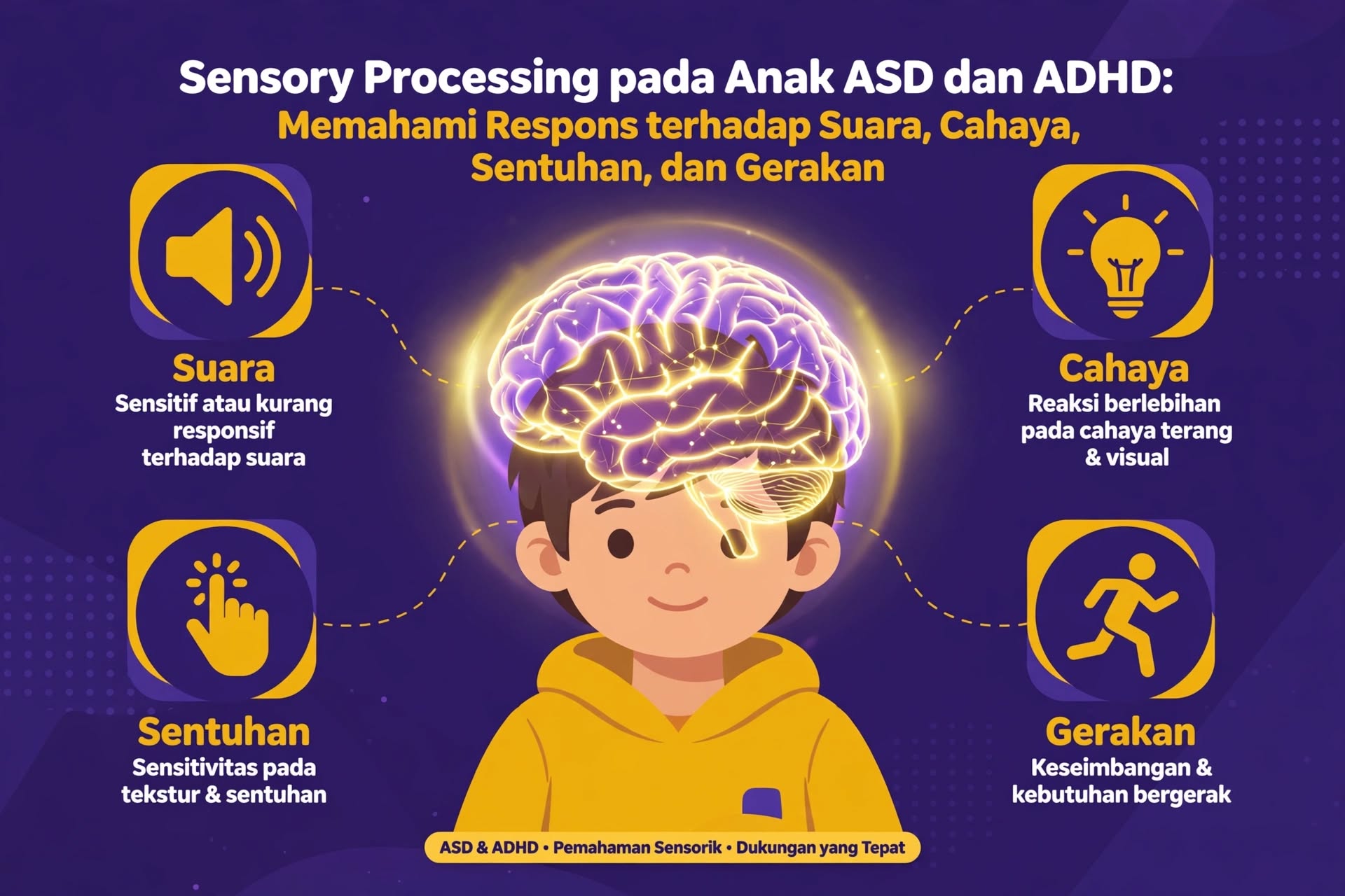 Sensory Processing pada Anak ASD dan ADHD: Memahami Respons terhadap Suara, Cahaya, Sentuhan, dan Gerakan